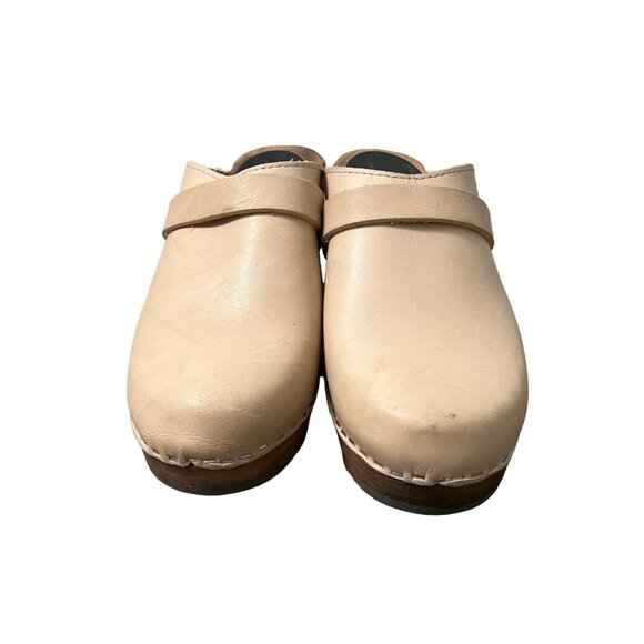 Lottas Sweden Beige Leather Slip On Clog Wooden Heels Size 9 EU39 - Picture 4 of 10